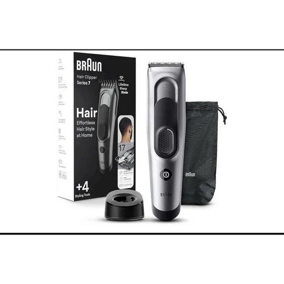 Braun Series 7 7390 Hair Clippers for Men Cordless Washable 17 Length Settings