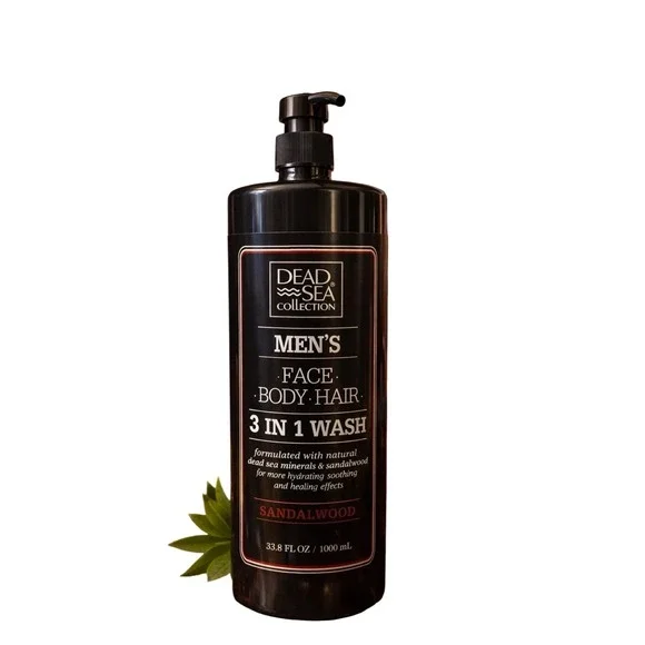 Dead Sea Collection Mens‎ 3 in 1 Face Body+Face+Hair Wash Sandalwood 33.8oz