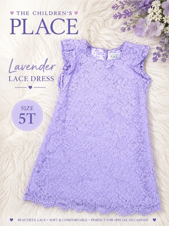The Children’s Place Lavender Lace Dress Girls Size 5T Easter Wedding Party