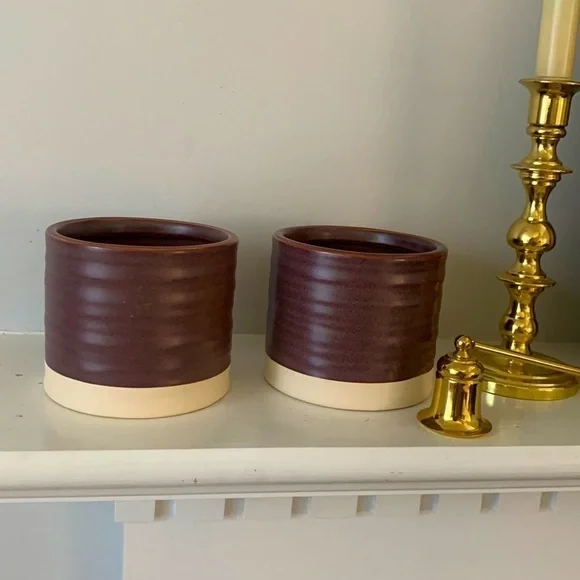 Set of two Threshold Bathroom Ceramic‎ Canisters plum purple two tones