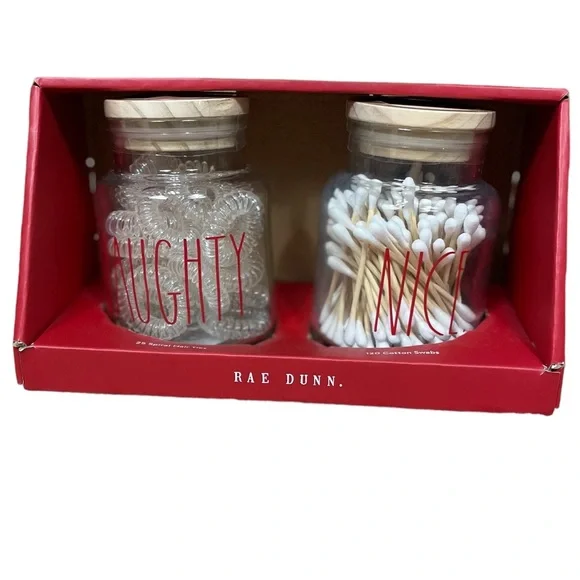 NEW Rae Dunn Naughty & Nice Glass Jars Set