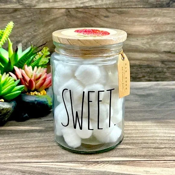 Rae Dunn SWEET Canister filled with cotton balls, NEW