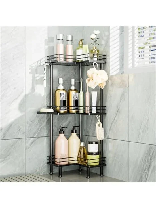 Corner Shower Caddy Standing Stainless Steel 3 Tier Bathroom Organizer Black