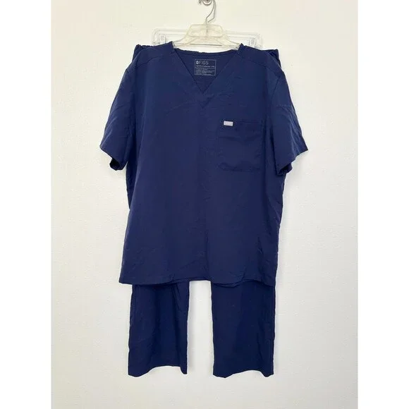 FIGS Navy Blue Scrub Set Leon Top Pisco Pants Medical Uniform Men's XXL