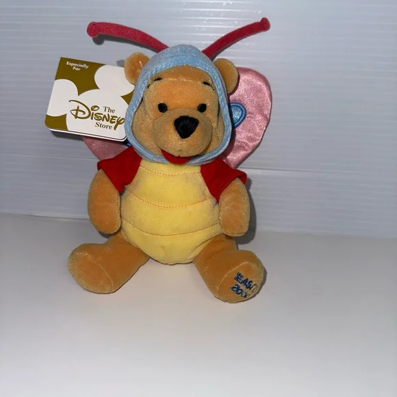 Walt Disney Easter 2000 WINNIE THE POOH AS BUTTERFLY Bean Bag STUFFED ANIMAL NEW