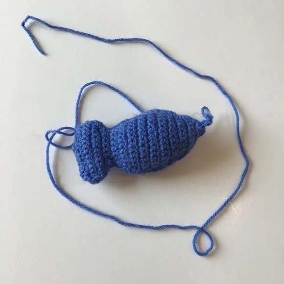 Handmade Crocheted Cat Toy Blue Fish With 32