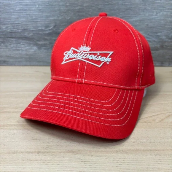 Budweiser Hat Cap Strap Back Red‎ Beer Brewing Adjustable