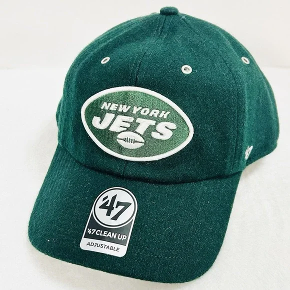 '47 Brand New York Jets Wooly Clean Up Hat Cap‎ Adjustable Strap Green NFL