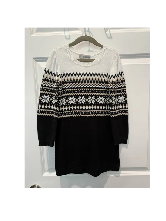 The Children's Place Girls Fair Isle Pullover Sweater Black White Beige 5T