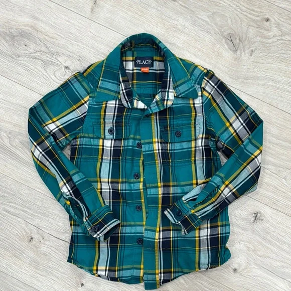 The Children's Place Green Plaid Button Down Shirt