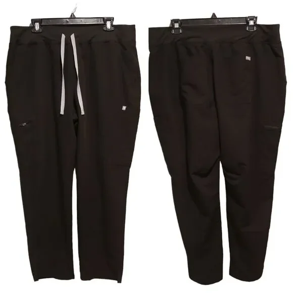 Figs Scrub Pants Men Size 2XL Black Heavy Duty Waistband Joggers Tech Collection