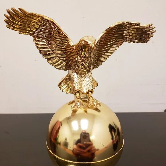 Vintage Avon Gold AMERICAN BALD EAGLE Wings Spread in Flight Collectible Bottle