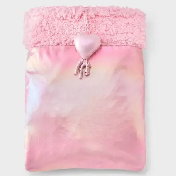 Boots & Barkley Occupy Crinkle Cat Toy Sleeping Bag Pink Sherpa Heart Ribbon New