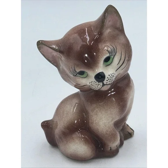 Vintage Hand Painted Ceramic Cat Figurine