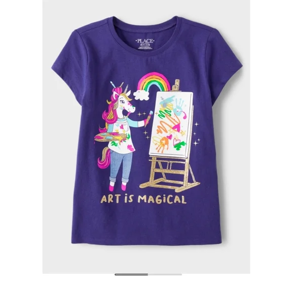 NWT The Children's Place Purple Unicorn Graphic Tee