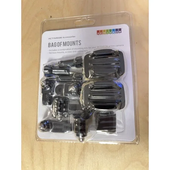 Activeon Camera (example Go Pro) Mount Kit Bag of Mounts Black New