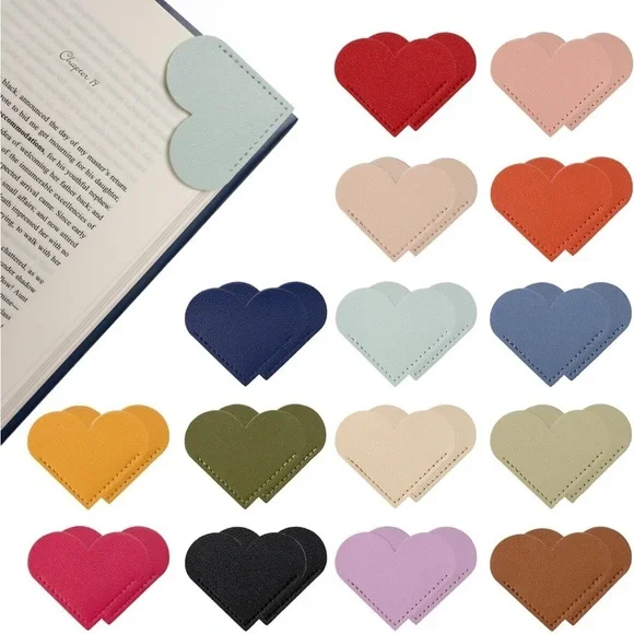 Leather Heart Bookmarks, Cute Bookmarks for Book Lovers