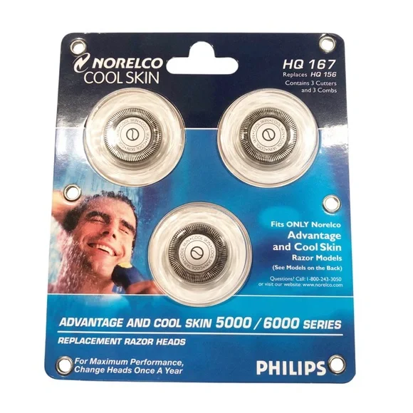 Philips Norelco Cool‎ Skin Replacement Razor Heads - Blue Packaging