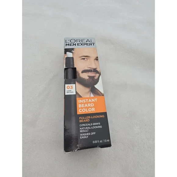 L'Oreal Men Expert Instant Temporary Beard Color, Beard Filler #03 Dark Brown