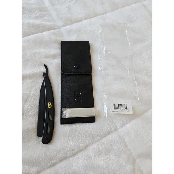 The Beard Club‎ Barber Straight Edge Razor Kit for Men W/Black Faux Leather Case
