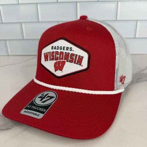 Wisconsin Badgers Trucker‎ Rope Hat Cap Snap Back One Size Mens Red 47 NWOT