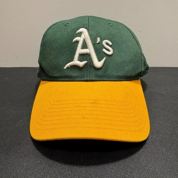 Vintage Oakland A's Hat Cap Green Gold Strap Back Twins Enterprise MLB Baseball