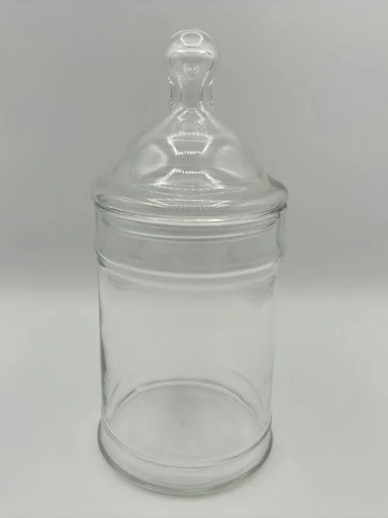 Vintage Anchor Hocking Clear Apothecary Jar Circus Tent Top Lid Bathroom Vanity