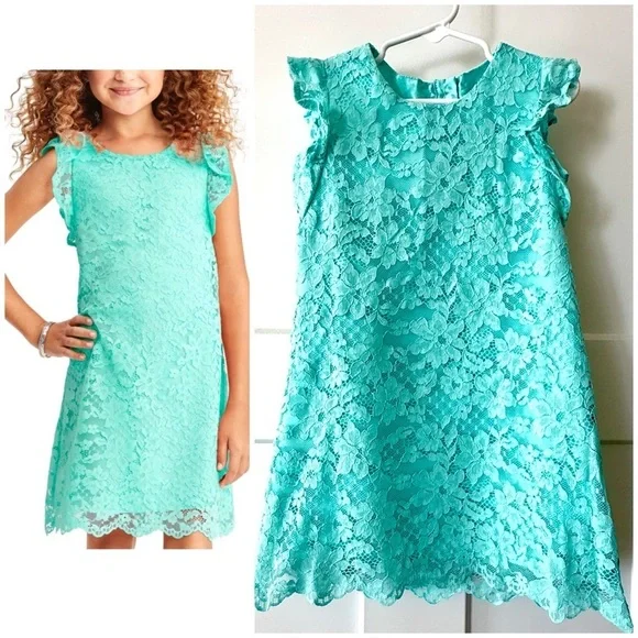 🌸 The Children’s Place Girls 4T Teal Lace Dress | Party / Easter / Wedding 🌸
