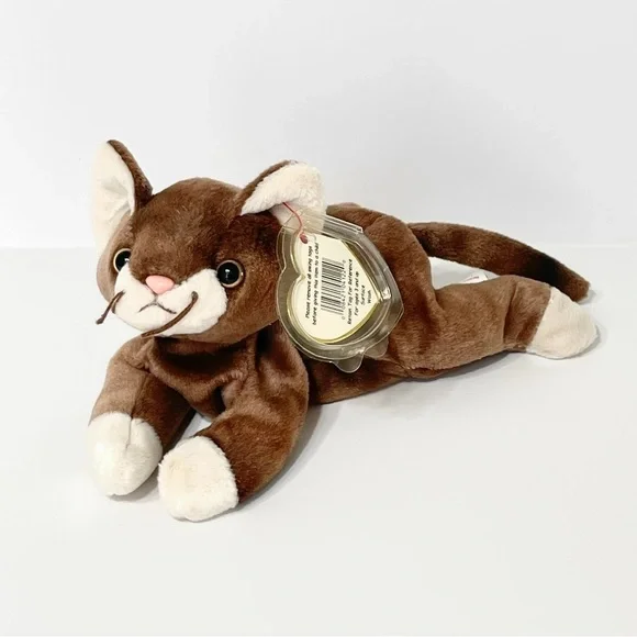 Ty Beanie Baby Pounce the Cat Stuffed Animal Brown