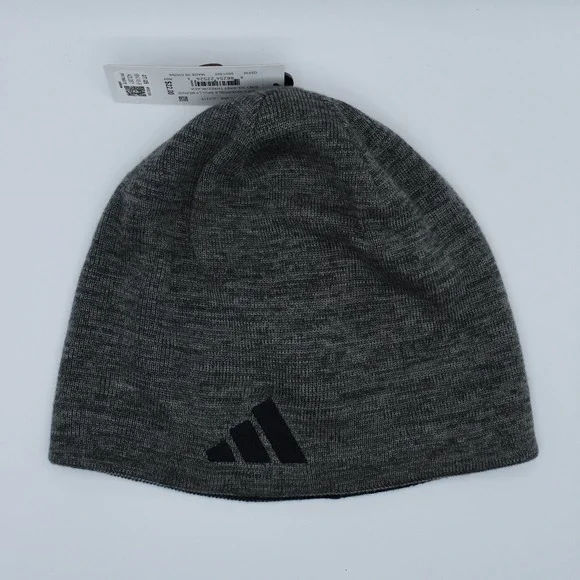 Adidas Reversible Skully Beanie Knit Hat Cap Gray Grey JL1119 NWT NEW Unisex