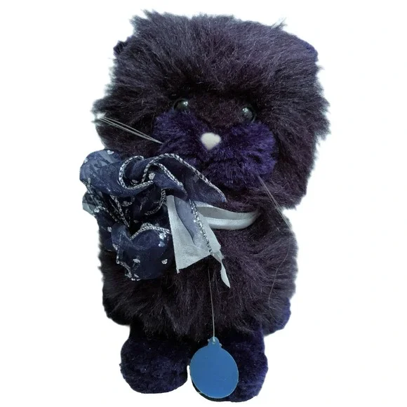 Dakin Midnight Navy Blue Cat Plush Long Hair 12