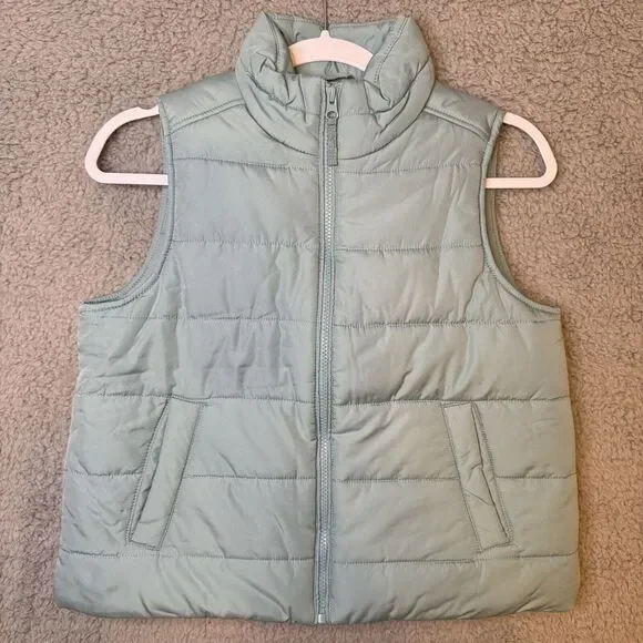 The Children's Place Green Girls Puffer Full Zip Vest‎ Pockets Size XL 14 NWOT