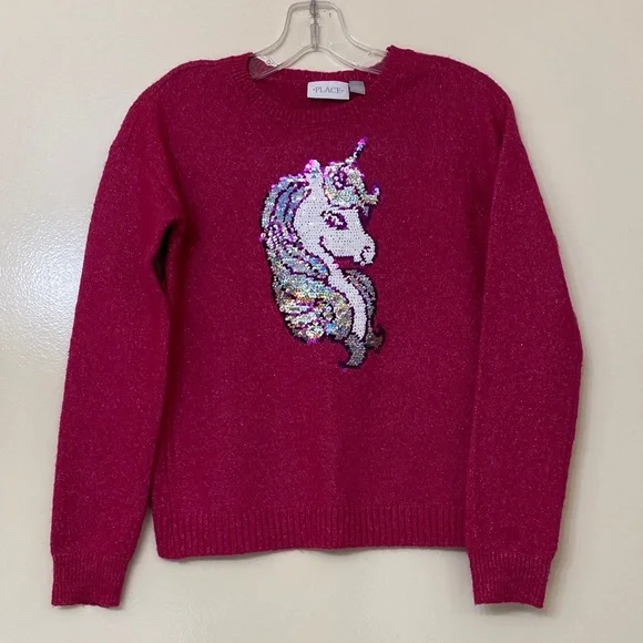 The Children’s Place Girls' Fuchsia Unicorn Sweater