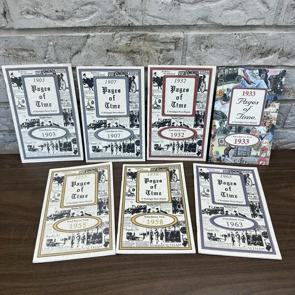 7 Year Pages Of Time Nostalgia News Report Booklet 1903, 07, 32, 33, 55, 58, 63