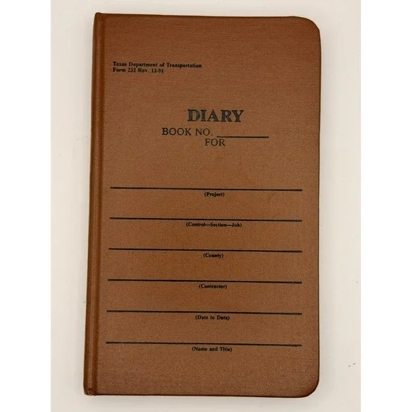 Vintage TxDOT Diary Book Form 232 Texas Dept Transportation Construction Log '91