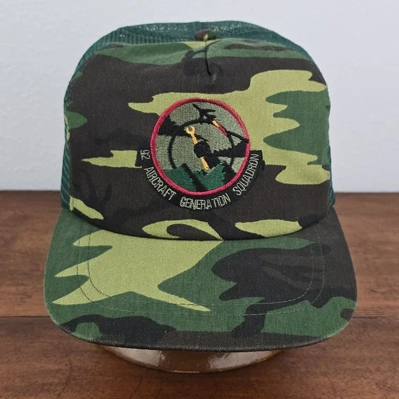 92 Aircraft Generation Squadron Camo Trucker Hat‎ USAF Mesh Snapback USA