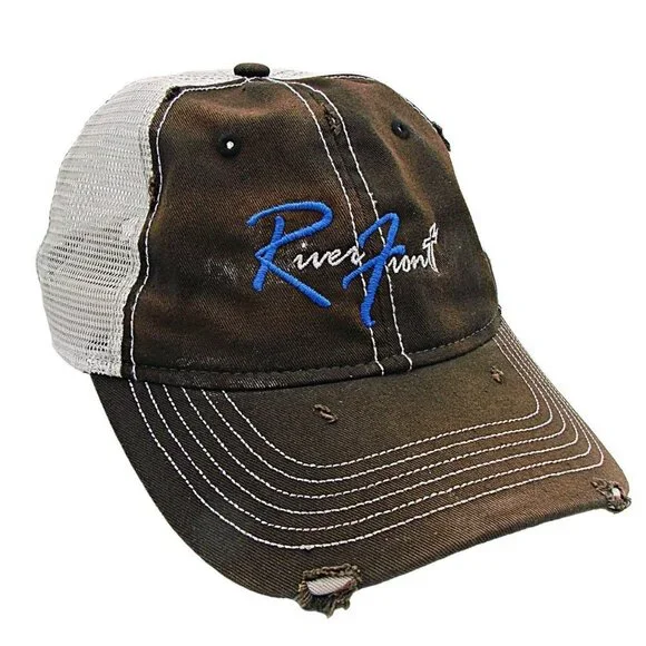 Sportsman River Front Unisex Brown Mesh Baseball Hat Cap Fishing Adjustable Size