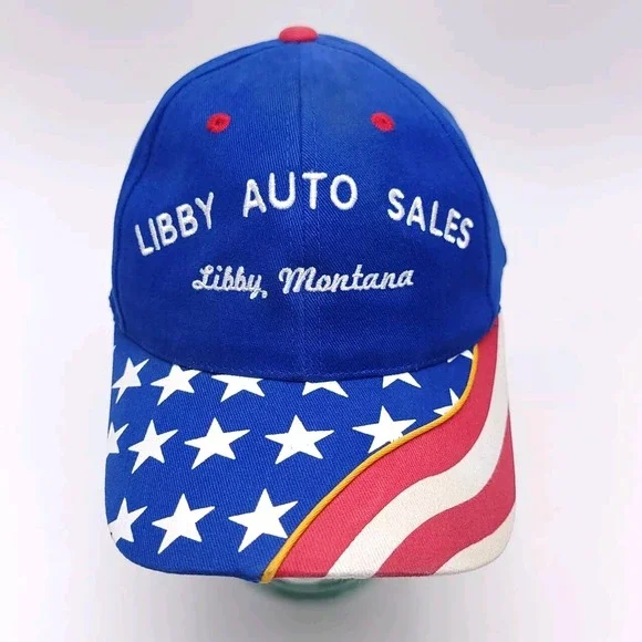Vintage‎ Stars & Stripes Red White Blue Snapback Auto Sales Cap Hat America USA