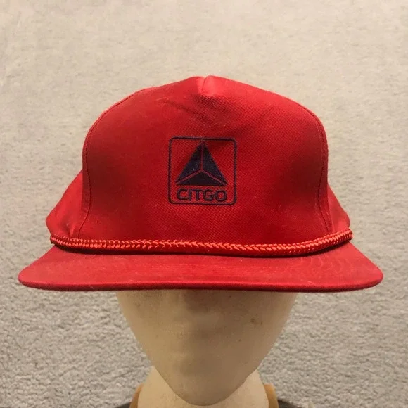 Vintage Citgo Gas Station Rope Hat Red Snapback Trucker Cap Adjustable Mens‎
