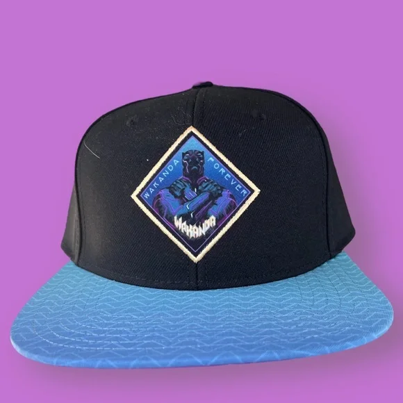 Black Panther Wakanda Forever Teal Purple Baseball Cap Hat. Great. Marvel. NWT.