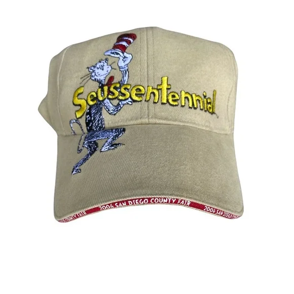 Dr Seuss Seussentennial Hat 2004‎ San Diego County Fair Cat in the Hat Tan Cap
