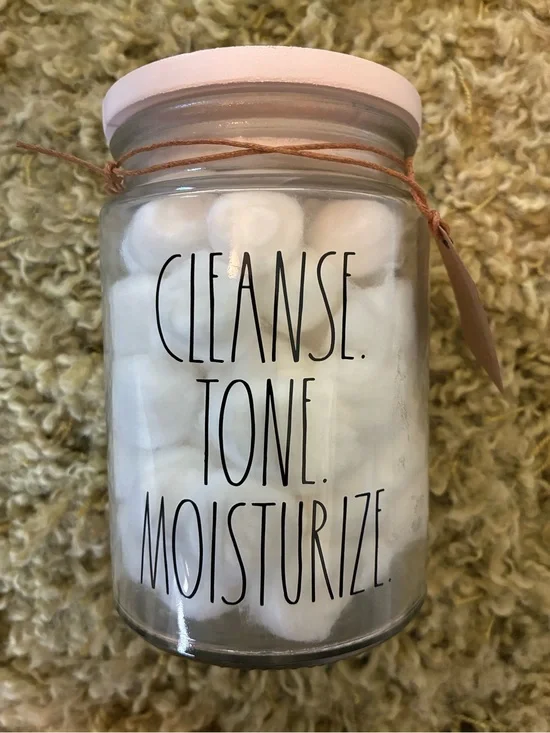 Rae Dunn White Cotton Balls Jar