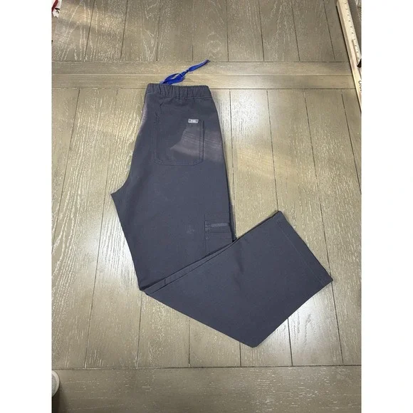 FIGS‎ Cairo Cargo Pants Mens Small Gray Scrub Button Drawstring Nurse Workwear
