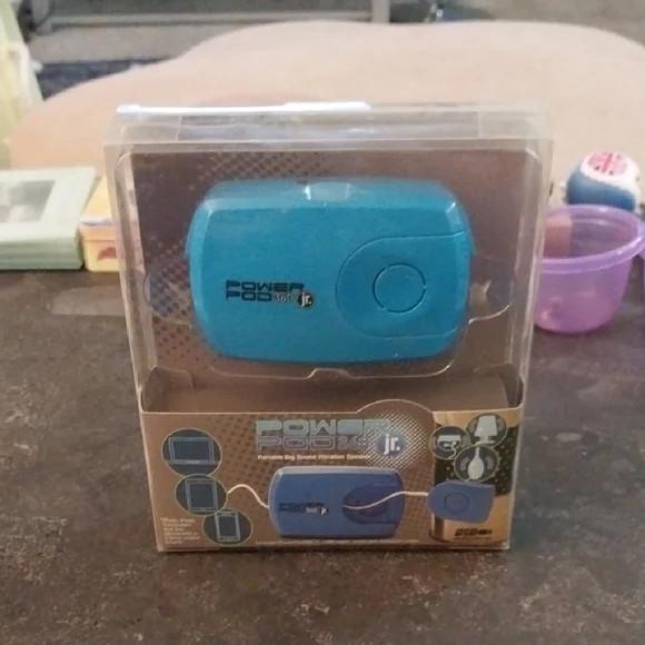 Power Pod 360 Jr.. Portable Blue Vibration Speaker-NEW In Box