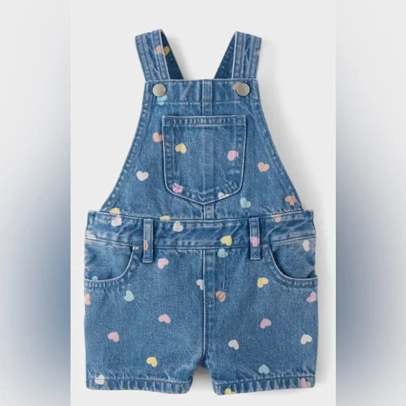 The Children's Place Blue Heart Print Overalls