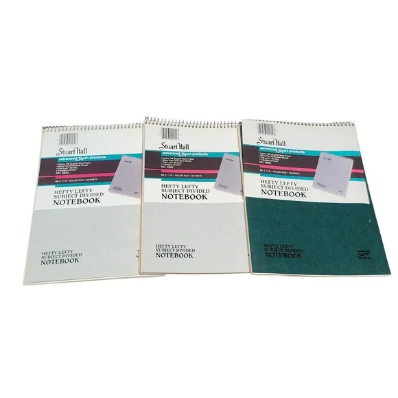 Stuart Hall Hefty Lefty Notebooks 3 Vintage Stationary College Rule 8x11 HTF