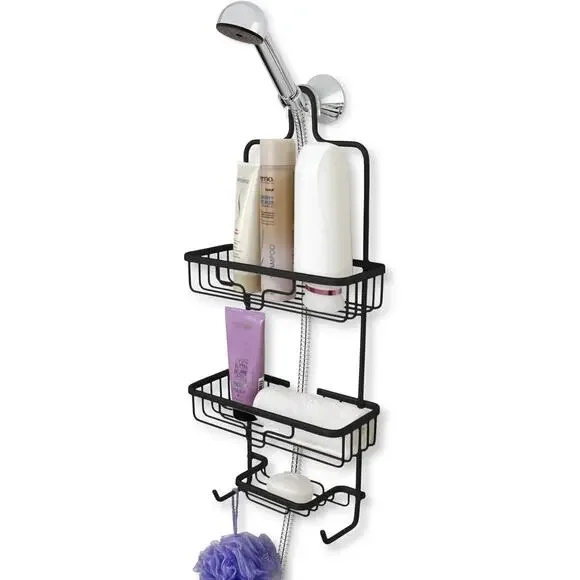 Splash Home Kohala Bathroom Organizers Shower Caddy, 24 x 5 x 11 Matte Black