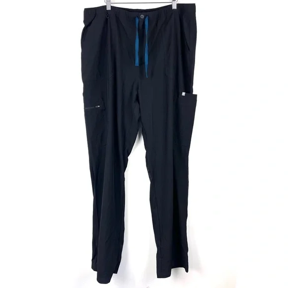 NEW FIGS Scrubs Cairo FREEx Lined Cargo Scrub Pants Men's Size 2XL TALL Black