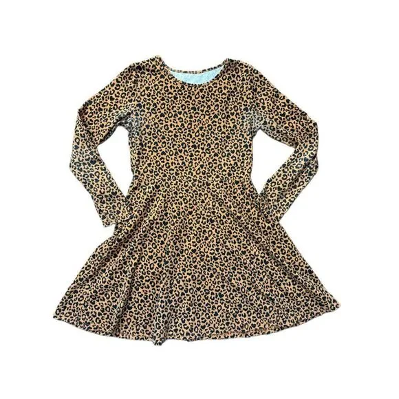 The Children’s Place L 10-12 girls long sleeve cheetah skater dress safari big c