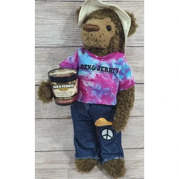 Douglas Ben & Jerrys 1st Edition Collectible Plush Bear Brown Tie Dye Shirt 16